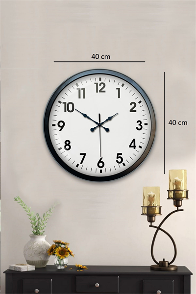 40 cm Siyah Metal Standart Duvar Saati