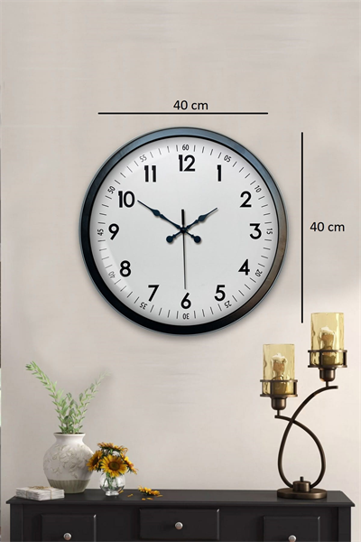 40 cm Siyah Metal Standart Duvar Saati