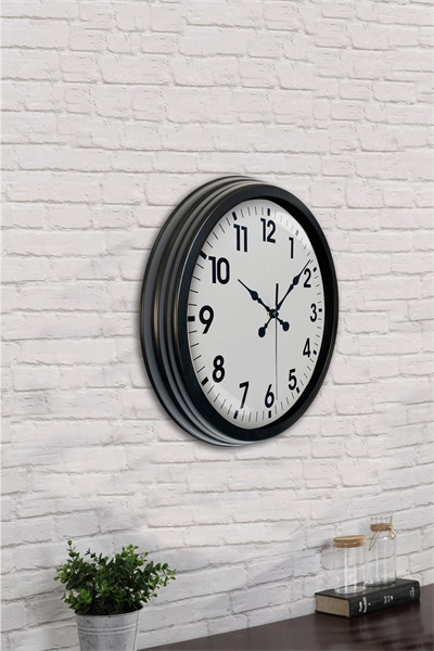 40 cm Siyah Metal Standart Duvar Saati