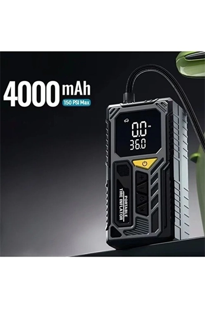 4000mah Hava Kompresörü Powerbank Özellikli Kompresör Araba Bisiklet Top Lastik Şişirme Pompası