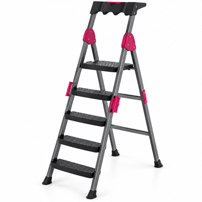 4+1 Basamaklı Metal Merdiven 150kg.taşıma Bx40