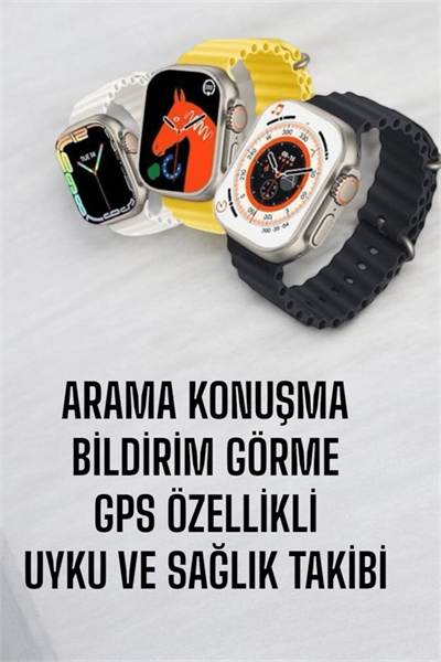 45 MM Gri Kasa Ultra Akıllı Saat Sesli Görüşme, Sağlık Takibi, Suya Dayanıklı