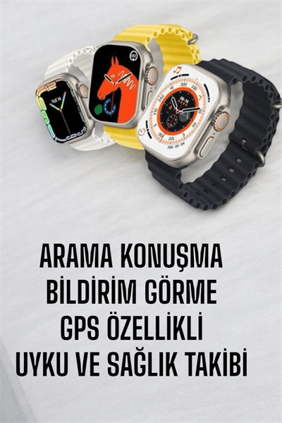 45 MM Gri Kasa Ultra Akıllı Saat Sesli Görüşme, Sağlık Takibi, Suya Dayanıklı