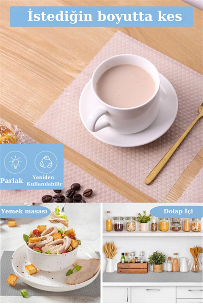 45cmX3metre Kalın Çekmece ve Dolap içi Raf Örtüsü Kaydırmaz Eva Raf Organizer