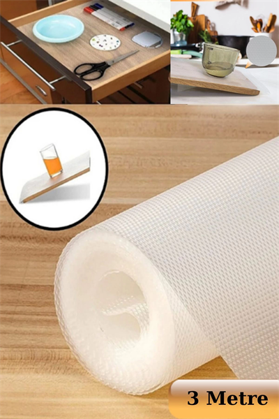 45cmX3metre Kalın Çekmece ve Dolap içi Raf Örtüsü Kaydırmaz Eva Raf Organizer