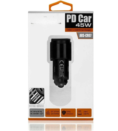 45W PD USB Oto Şarj Kafa Hızlı Şarj Çakmaklık Adaptörü, USB-C ve USB-A Çıkışlı, iPhone ve Android Uyumlu