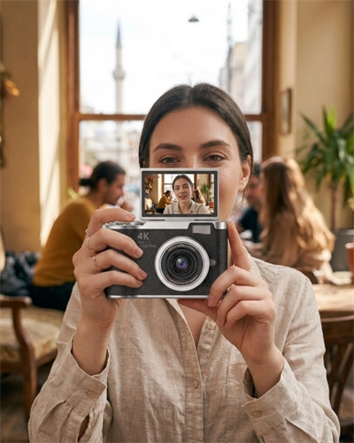 48 MP Kompakt Dijital Kamera 4K Video 8X Zoom ve Flip Ekran Selfie Vlog Uyumlu