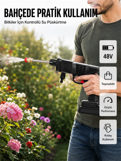 48V Şarjlı Basınçlı Yıkama Cihazı Köpük Hazneli 2025 Orijinal Model