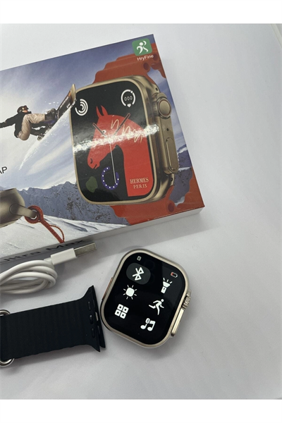 49 mm Ekranlı Siyah Silikon Kordonlu Akıllı Saat, Nabız Sensörü ve Sesli Görüşme Özellikli