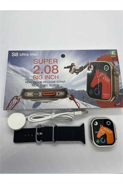 49 mm Ekranlı Siyah Silikon Kordonlu Akıllı Saat, Nabız Sensörü ve Sesli Görüşme Özellikli