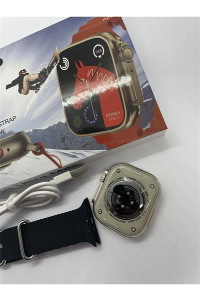 49 mm Ekranlı Siyah Silikon Kordonlu Akıllı Saat, Nabız Sensörü ve Sesli Görüşme Özellikli