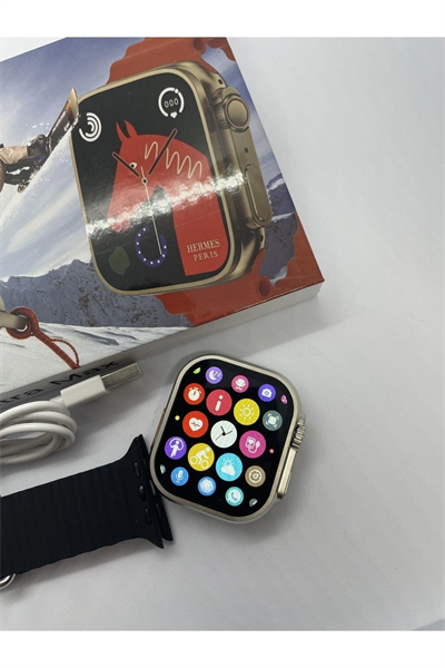 49 mm Ekranlı Siyah Silikon Kordonlu Akıllı Saat, Nabız Sensörü ve Sesli Görüşme Özellikli