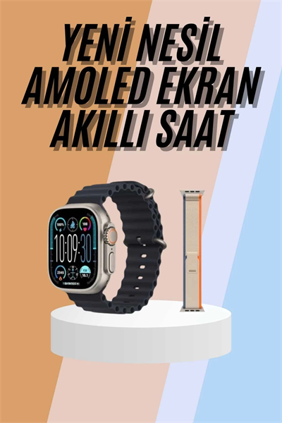 49mm Akıllı Saat Amoled Ekranlı Kadın Erkek Kol Saati Plastik Kordon