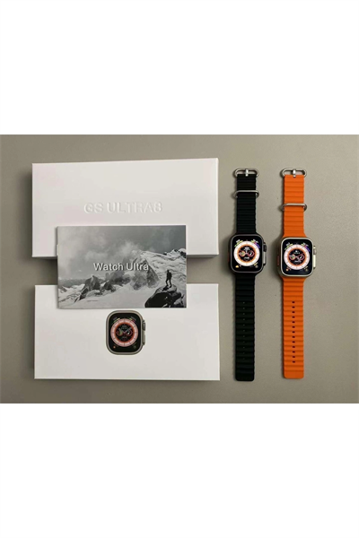 49mm Gümüş Kasa Kilitli Vidalı Turuncu Silikon Kordon SIM Kartlı GPS Nabız Sensörlü Akıllı Saat