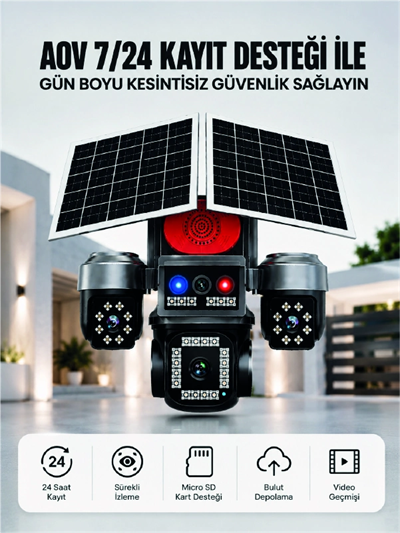 4G SIM Kartlı Uzaktan İzlemeli Akıllı Güvenlik Kamerası Çift Yönlü Ses