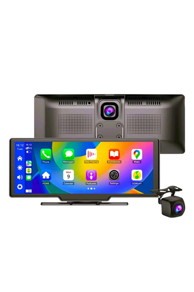 4K 10.2 İnç Çift Kameralı Araç Multimedya Ekranı CarPlay Kablosuz Tüm Cihazlara Uyumlu