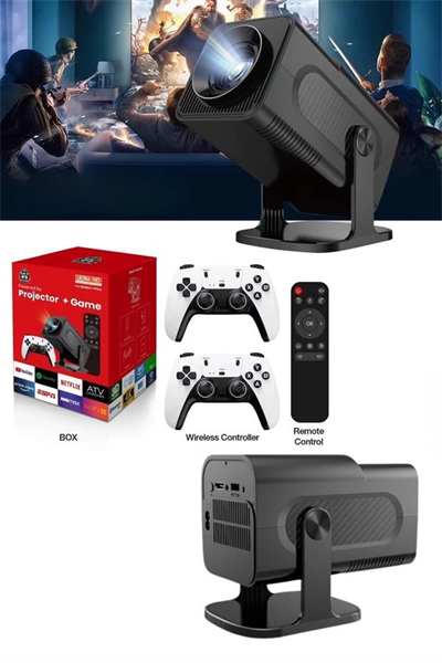 4K Android Smart Wi-fi Çift Kollu Projeksiyon Game Box Kumandalı Taşınabilir