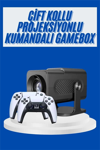 4K Android Smart Wi-fi Çift Kollu Projeksiyon Game Box Kumandalı Taşınabilir Yeni Nesil