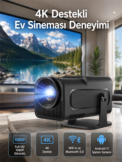 4K Android Smart Wi-fi Çift Kollu Projeksiyon Game Box Kumandalı Taşınabilir Yeni Nesil