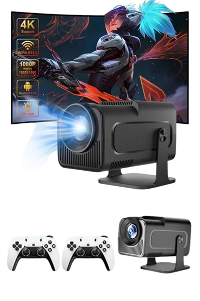 4K Android Smart Wi-fi Çift Kollu Projeksiyon Game Box Kumandalı Taşınabilir