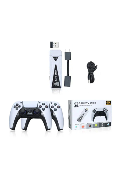 4K Android TV stick retro oyun konsolu oyunlu 64GB Bluetooth siyah - Elektronik Var