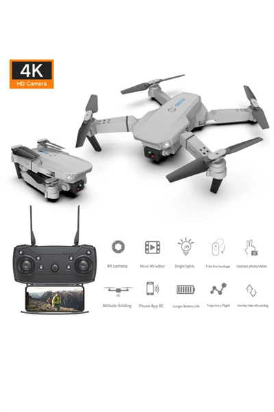 4K Çift Kameralı Katlanabilir Drone, WiFi Kontrol ve Uzaktan Kumanda ile Kullanım