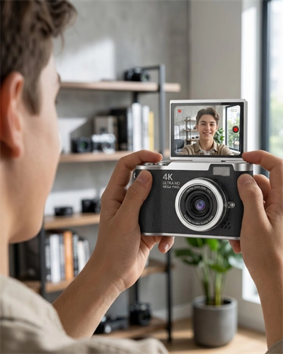 4K Dijital Kamera 48 MP 8X Zoom ve 180 Derece Flip Ekran Vlog Çekim Özellikli