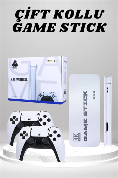 4K HD Görüntü Kaliteli Retro Game Stick 20000 Oyunlu Çift Kollu Beyaz Game Stick