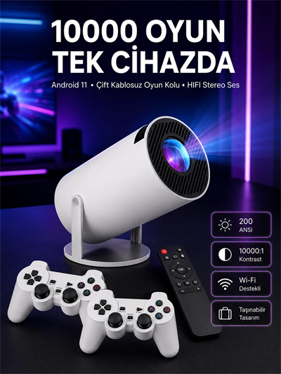 4K Wireless Çift Kollu Kumandalı Oyun Projeksiyonu Retro Video Oyunu Yeni Nesil