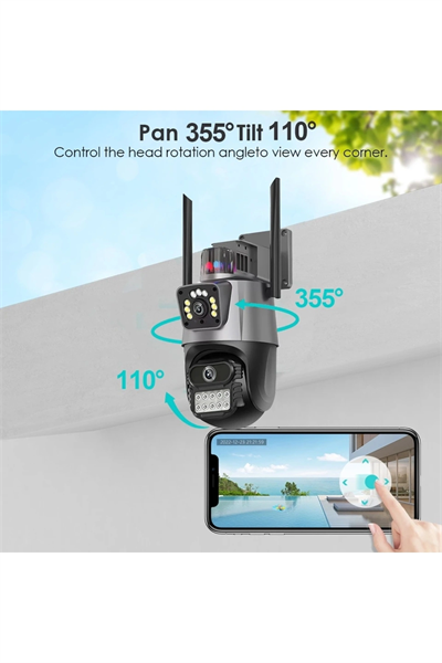 4MP 4K Ultra HD çift lens IP kamera hareketli dış mekan gece görüş su geçirmez WiFi 2 yıl garantili