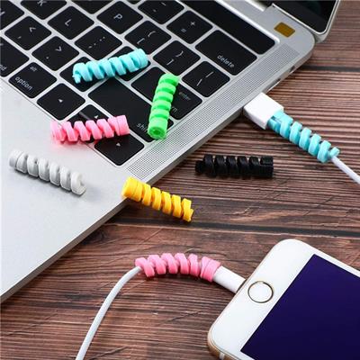 4'lü Apple, Android Şarj Kablosu Koruyucu Silikon Spiral Yay Aparat (3936)