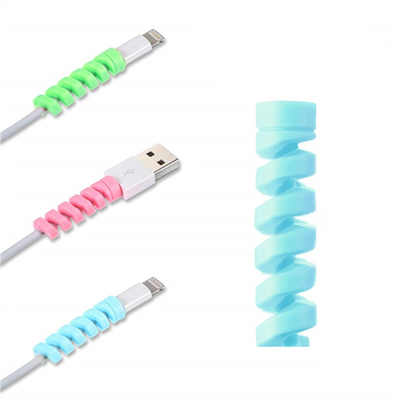 4'lü Apple, Android Şarj Kablosu Koruyucu Silikon Spiral Yay Aparat Bx40