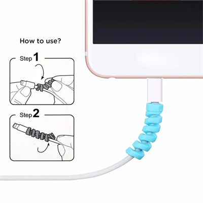 4'lü Apple, Android Şarj Kablosu Koruyucu Silikon Spiral Yay Aparat Bx40