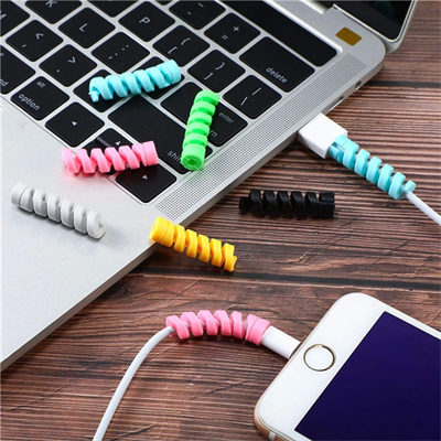 4'lü Apple, Android Şarj Kablosu Koruyucu Silikon Spiral Yay Aparat Bx40