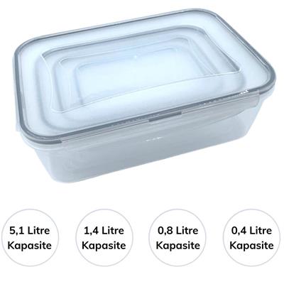 4'lü İç İçe Sızdırmaz Contalı Kilitli Kapaklı Plastik Erzak Saklama Kapları LC315 (3936)