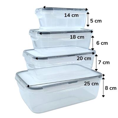 4'lü İç İçe Sızdırmaz Contalı Kilitli Kapaklı Plastik Erzak Saklama Kapları LC315 (3936)