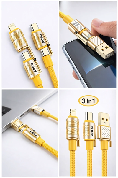 4in1 Hızlı Şarj Ve Data Kablosu Type-c / Lightning / Micro Usb Pl-8631 Bx40