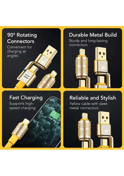 4in1 Hızlı Şarj Ve Data Kablosu Type-c / Lightning / Micro Usb Pl-8631 Bx40
