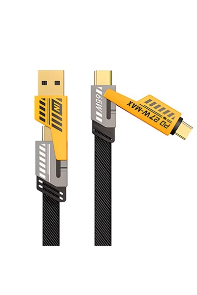 4in1 Type-c 65W to USB-A + Type-c to Lightning 27W Hızlı Şarj Kablosu SİYAH