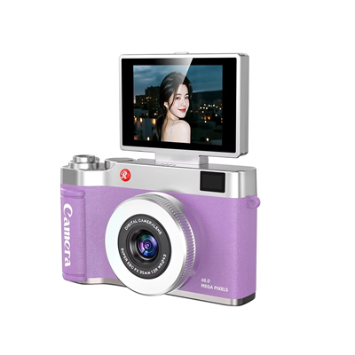 4k Çantalı Dijital Retro Video Kamera 48mp 16x Zoom Işıklı (32gb) Kart Dijital Fotoğraf Makinesi Mor