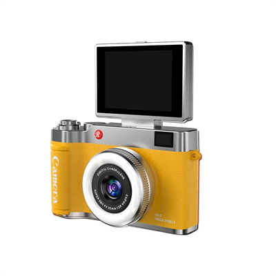 4k Çantalı Dijital Retro Video Kamera 48mp 16x Zoom Işıklı (32gb) Kart Dijital Fotoğraf Makinesi Sarı