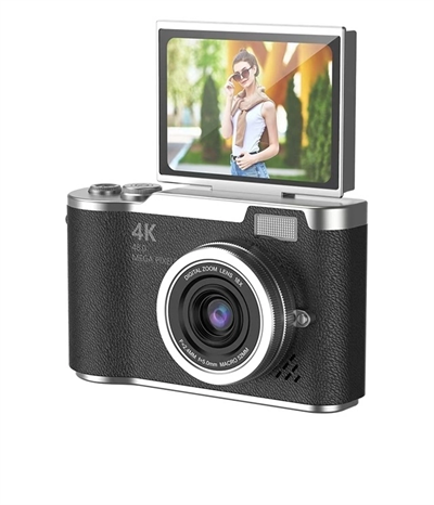 4k Dijital Retro Video Kamera 48mp 18x Zoom Flaşlı (32gb) Kart Dijital Vlog Fotoğraf  Makinesi Türkçe Siyah