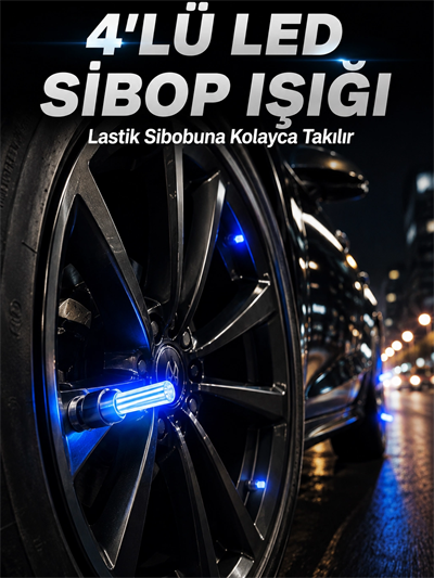 4lü Araç Sibop LED Işığı Otomatik Açılan Lastik Işığı Seti