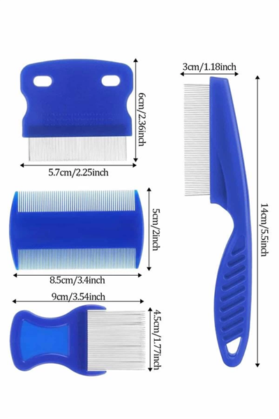 4lü Bit Pire Tarağı Set Kedi Köpek Evcil Hayvan Tüy Toplayıcı Mavi