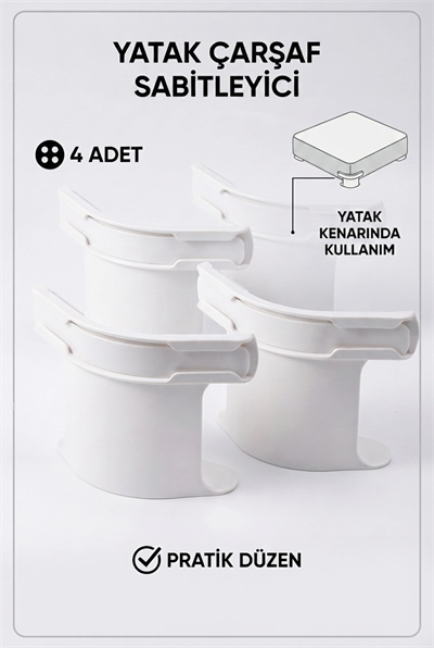 4lü Çarşaf Sabitleme Aparatı Nevresim Tutucu Yatak Kenarı Pratik Set