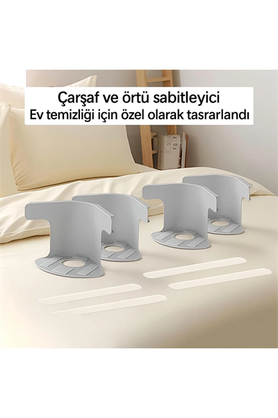 4lü Çarşaf Tutucu Aparat Seti Yatak Kenarı Sabitleme Klipsi Nevresim Düzenleyici