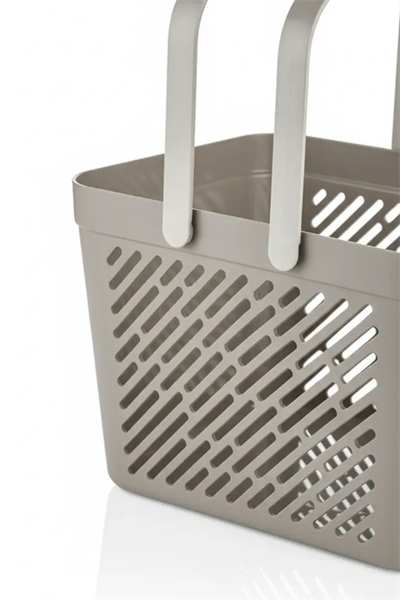4lü Gri Mutfak Düzenleyici Kulplu Sepet Banyo Çamaşır Organizer Seti