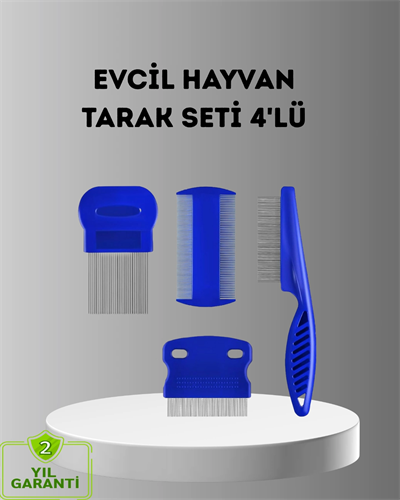 4’lü Kedi Köpek Tüy Temizleme Seti – Paslanmaz Çelik,Ergonomik ve Uzun Ömürlü