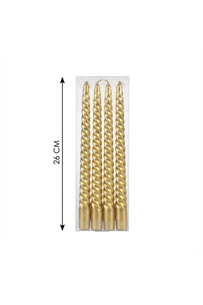 4lü Lüks Burgu Şamdan Mumu 26 cm - Damlatmaz Spiral Dekoratif Mum Seti