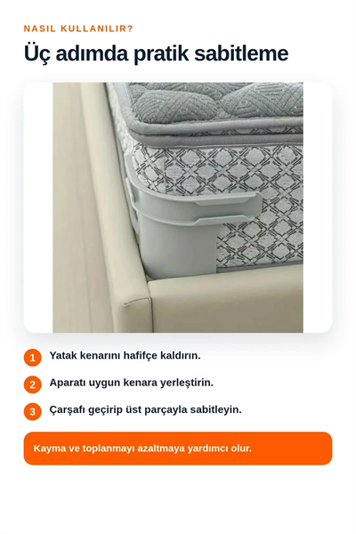 4lü Nevresim ve Çarşaf Sabitleyici Yatak Köşe Tutucu Kaymayı Önleyen Pratik Aparat